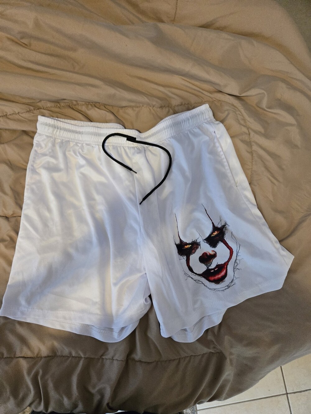 White Men’s Graphic Athletic Shorts with IT Face #It